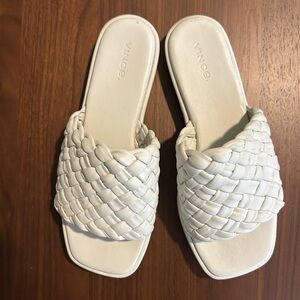 Vince White Woven Sandals